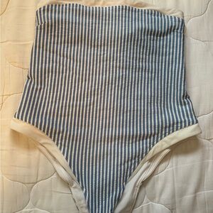 Abercrombie & Fitch White and Blue Striped One Piece